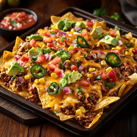 烤制金脆玉米片配牛肉奶酪