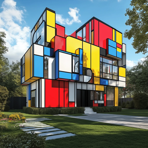 分层彩色几何风格房屋设计