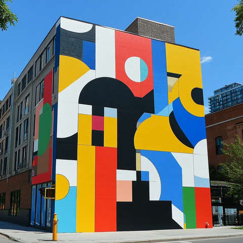 彩色几何形状拼贴艺术