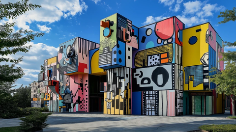 抽象建筑街头艺术彩绘外墙