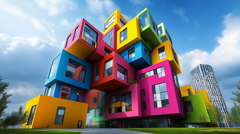 彩色立方塔楼建筑