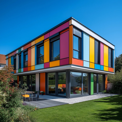 彩色面板现代房屋外观