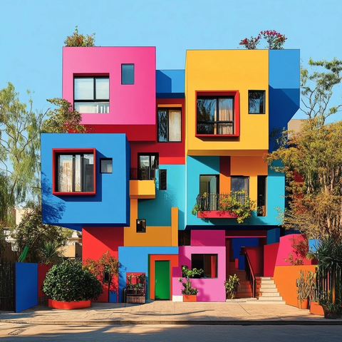 多彩墙面建筑设计