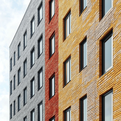 彩色砖块构建的建筑物