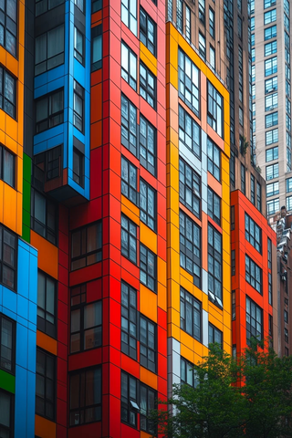 城市几何形建筑组合