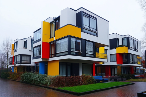 几何建筑玻璃墙屋顶花园