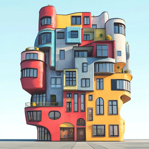 抽象建筑组合窗风格前视图