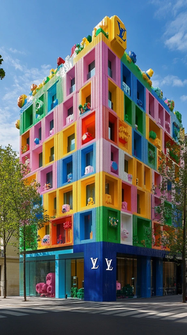 乐高积木酒店与路易威登标志