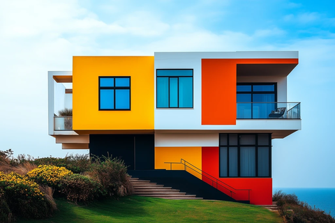 山坡上的彩色建筑房屋