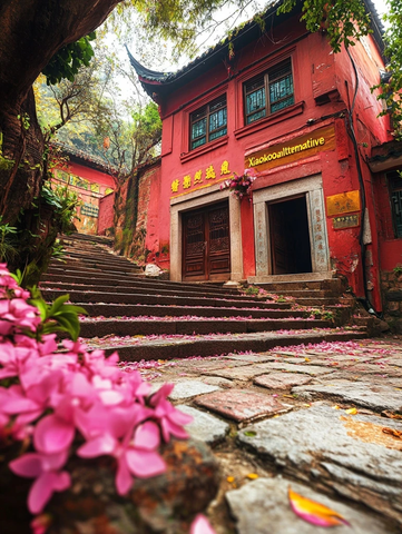 红墙古寺石阶幽