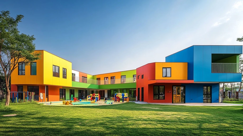 绿色草地幼儿园建筑