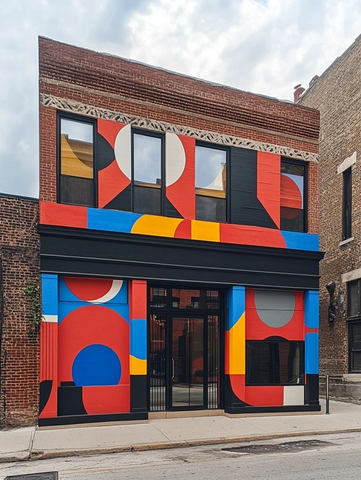 彩色几何图案画廊入口