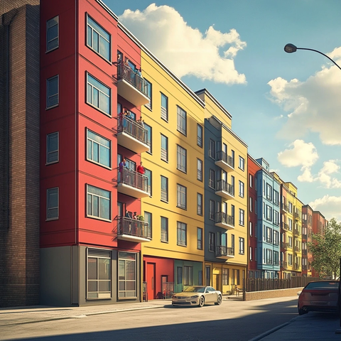 公寓楼外景与冰球迷