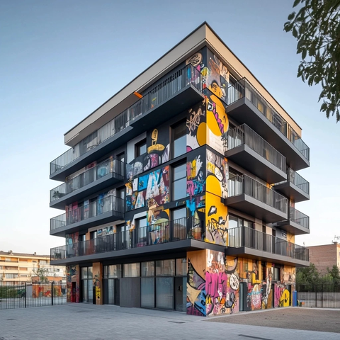 底层涂鸦住宅楼
