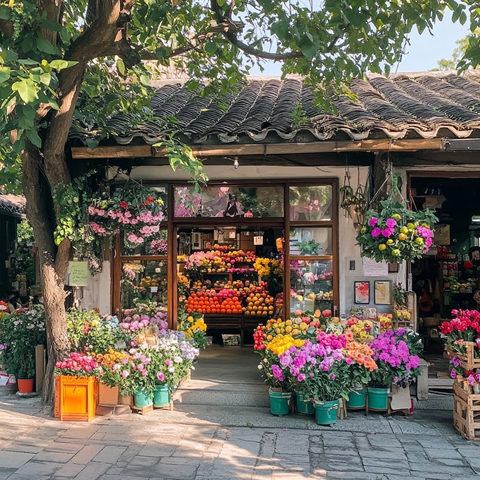 古镇花店绽芬芳