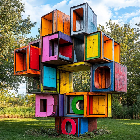 彩色纸板立体字母花园