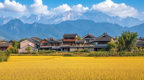 山村田园的丰收美景