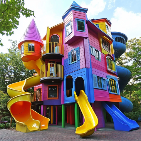 彩色滑梯混乱屋