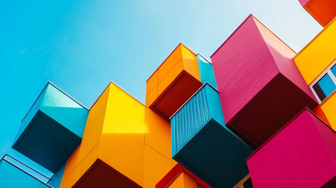 彩色积木堆叠建筑