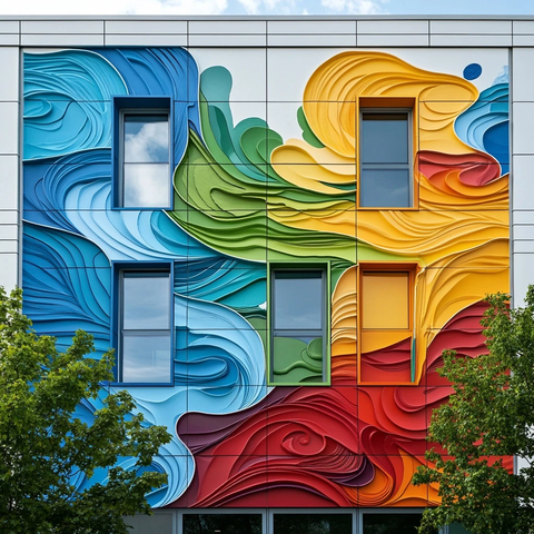 学校外墙波浪浮雕