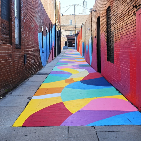 街头壁画巷口延伸