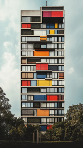 彩色模块建筑立面图