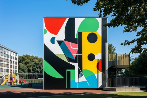 抽象形状与彩色线条