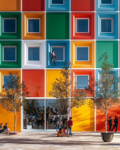 彩色参数化建筑与公共广场