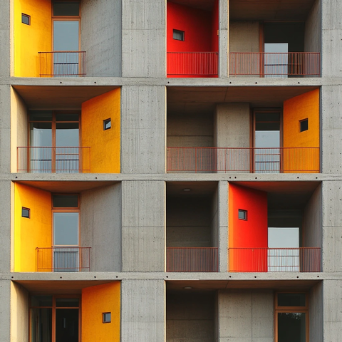 红橙黄阳台混凝土公寓