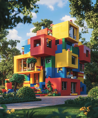 巨型乐高积木彩色房屋
