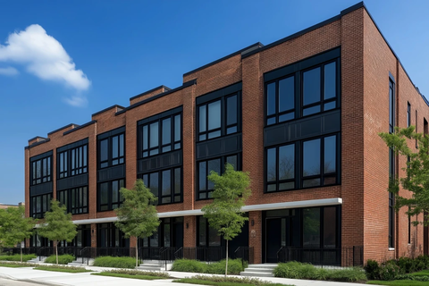 现代砖砌住宅正面外观