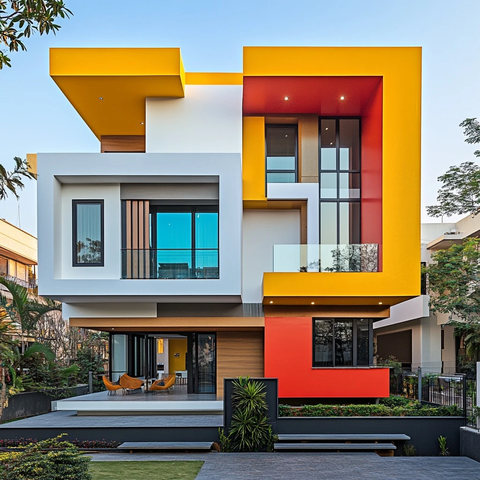 彩色立面设计建筑图