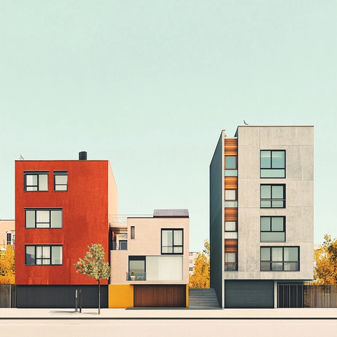 两栋现代建筑间空地