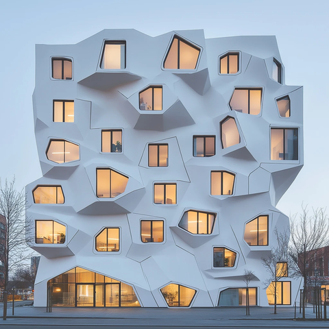 白色膜结构建筑窗户网格