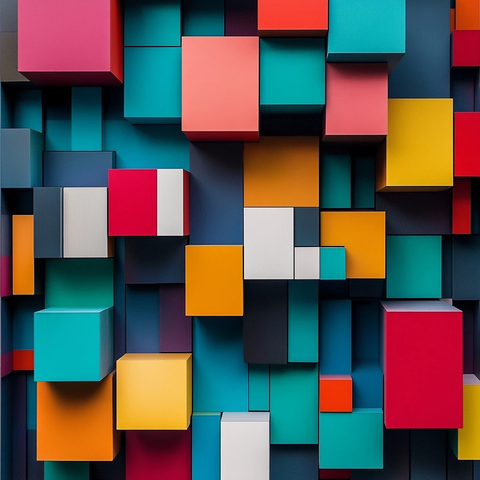 三维几何拼贴背景图