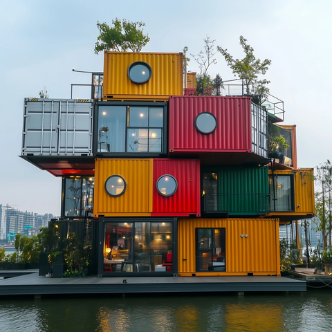 河岸集装箱堆叠酒店