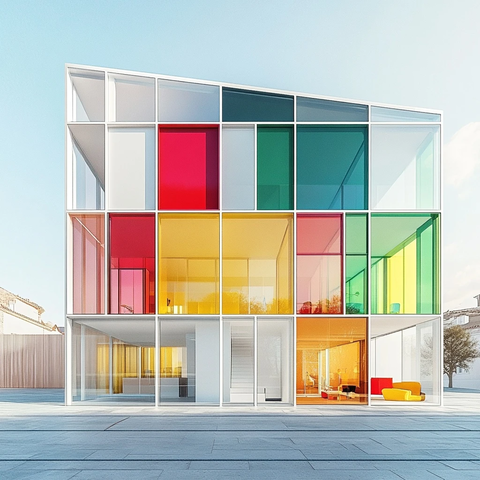 白色外墙彩色内室