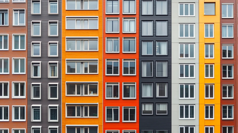 建筑立面重复图案特写