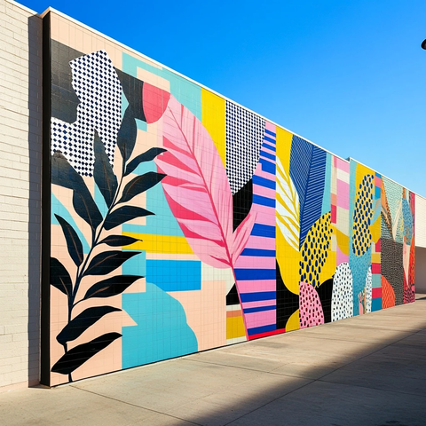 大型马赛克壁画叶形图案