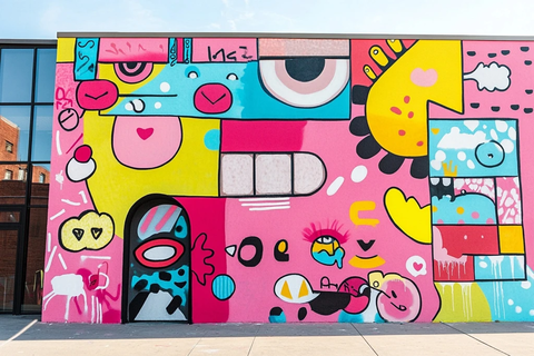 心形圆圈涂鸦墙