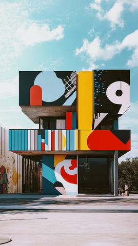 几何形状街头艺术住宅