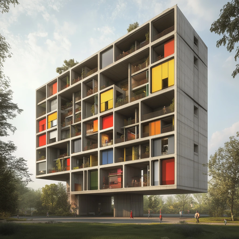 混凝土高架公寓无阳台设计