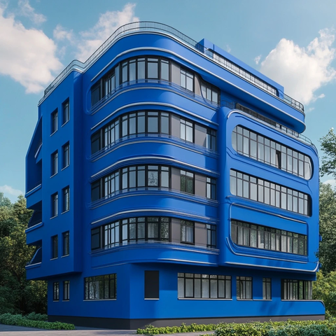 蓝色艺术风格多层建筑