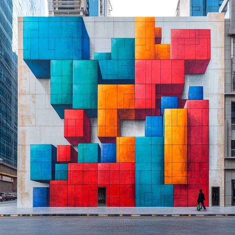 混凝土墙面彩绘堆积