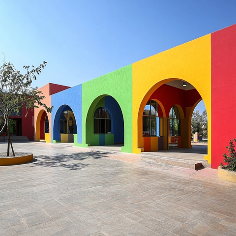 屋顶拱门彩色校园设计