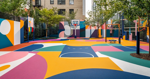 篮球场几何图案儿童乐园