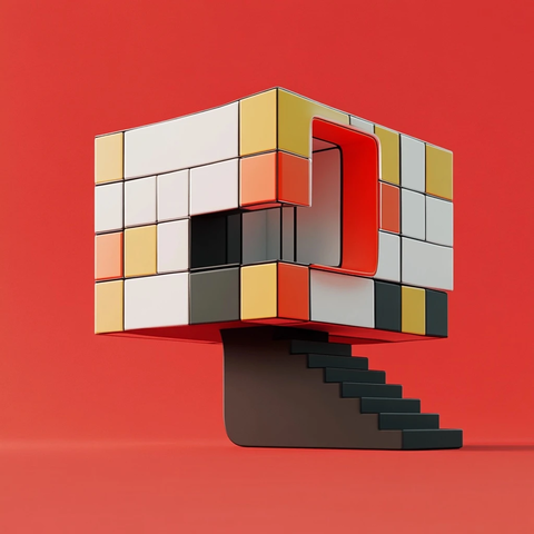 半解魔方形状的方形房屋