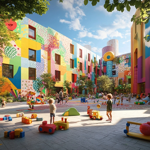 玩具广场儿童玩耍场景