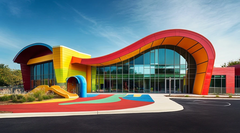 彩色曲墙儿童运动设施