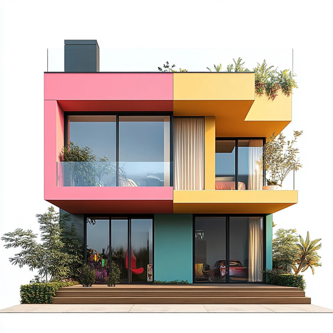 彩色现代房屋外观